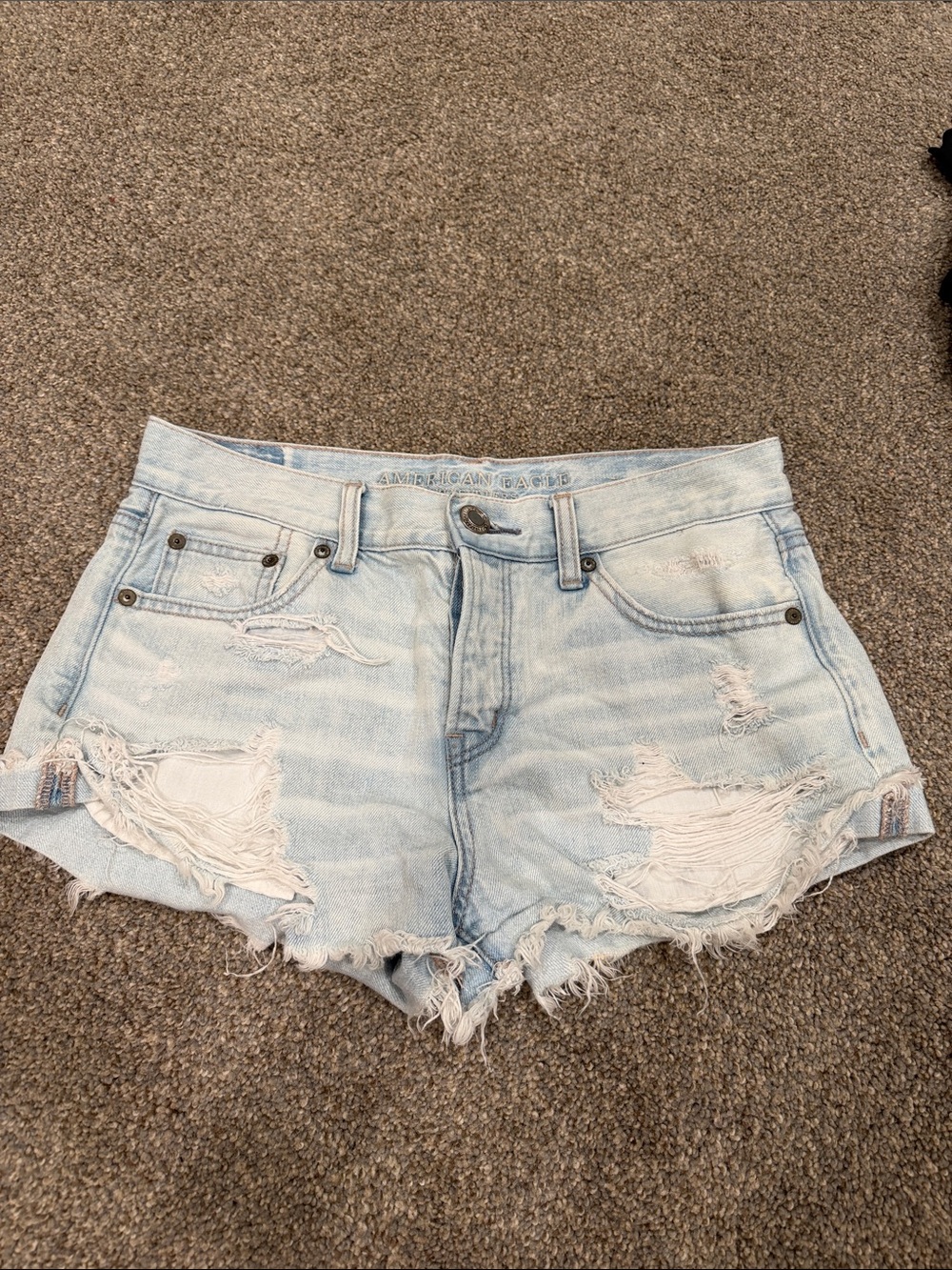 American Eagle Outfitters Light Blue Distressed Denim Shorts